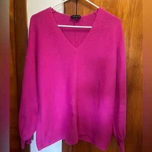 STATE Women's Vibrant Pink V-Neck Sweater